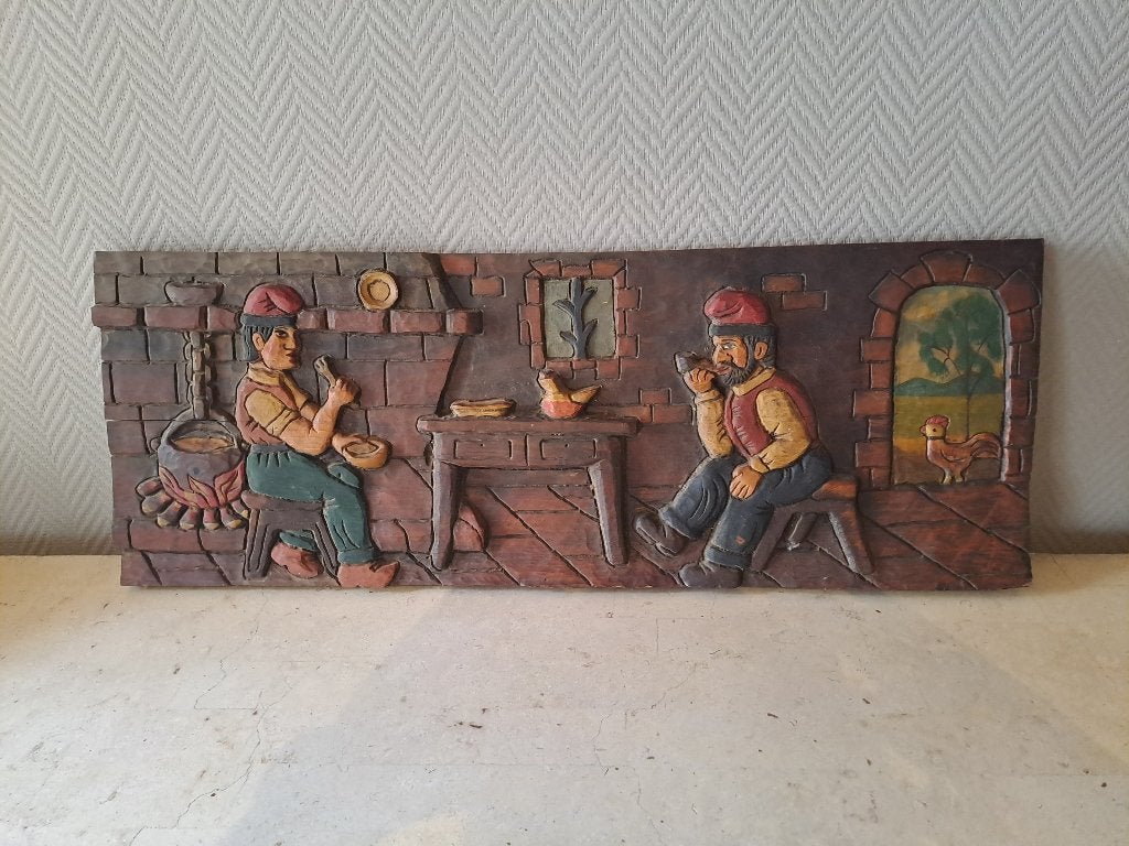 Tableau mural relief, Bois, Peint, 50 - 100 cm, Enlèvement