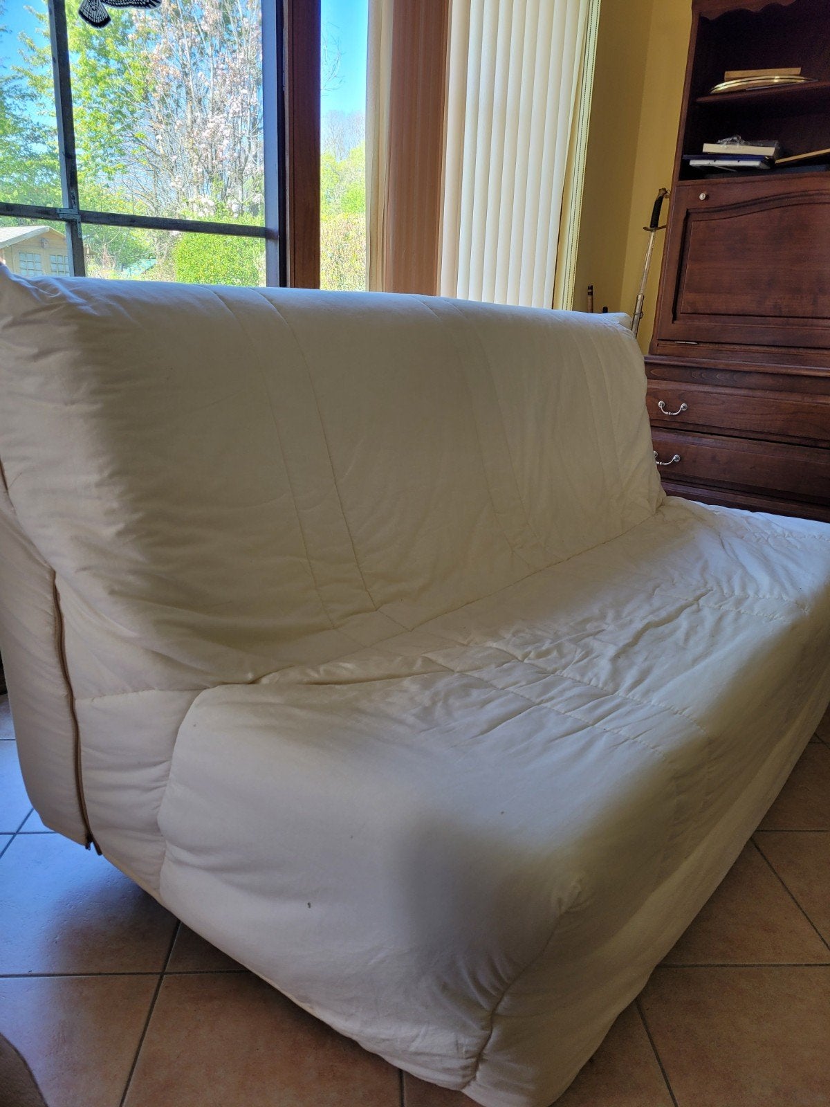 canapé lit 2 personnes, 90 cm, Comme neuf, Enlèvement, Blanc