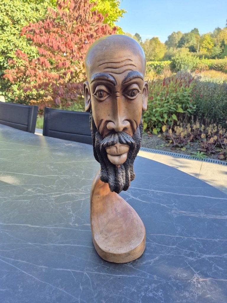Houten sculptuur, 55cm hoog, handgesneden in Jamaica, Ophalen, Houtsnijwerk, 50 - 100 cm, Hout