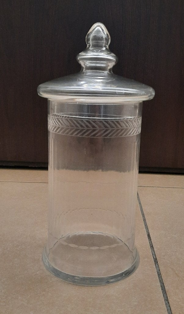 bocal de rangement en verre avec couvercle - bord poli, Pot de stockage, Enlèvement, Comme neuf, Verre