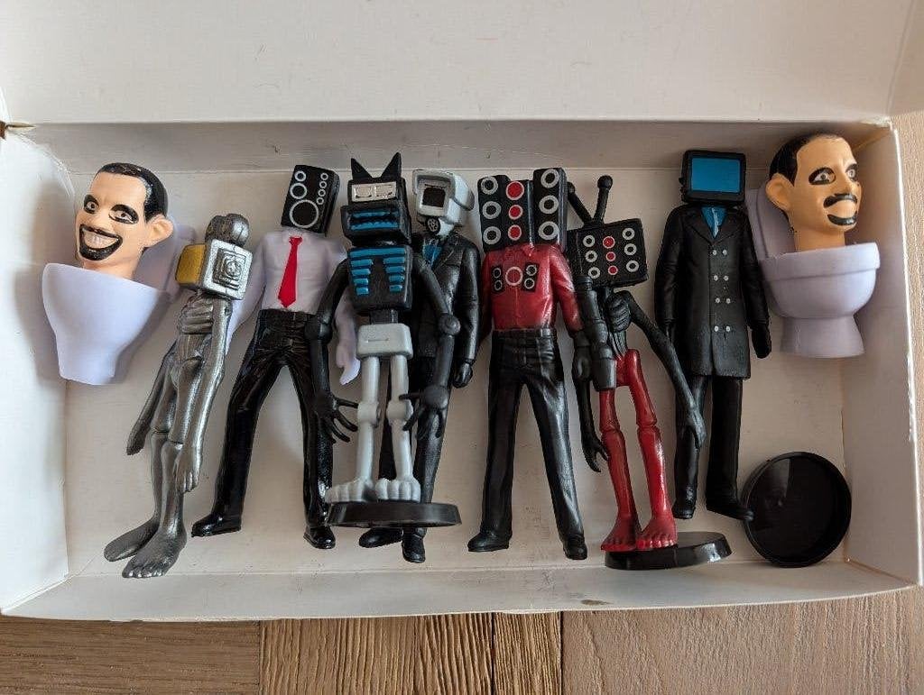 Skibidi toilet beatbox figuren 9 stuks, Verzenden, Zo goed als nieuw