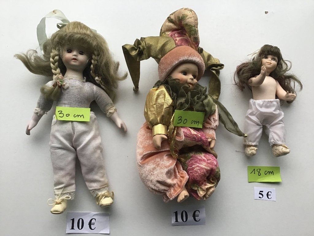 6 poupées anciennes trouvées dans le grenier..., Enlèvement ou Envoi, Comme neuf, Poupée
