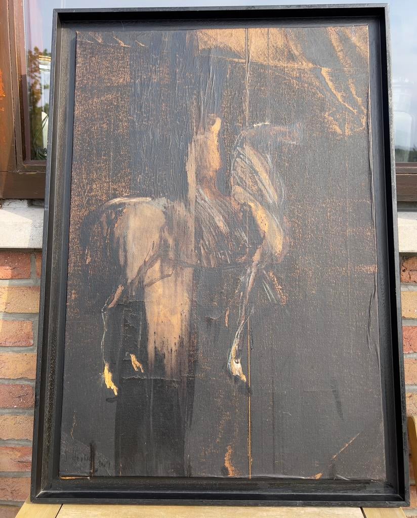 Peinture à l'huile « Cheval » 73x50 cm, Antiquités & Art, Art | Peinture | Moderne, Enlèvement