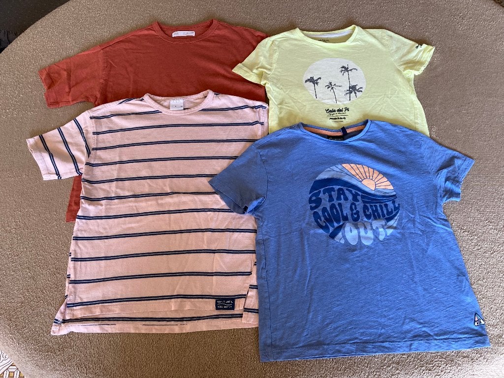 4 t-shirten (jongens) maat 128, 8 jaar, Kinderen en Baby's, Ophalen of Verzenden, Zo goed als nieuw, Maat 128
