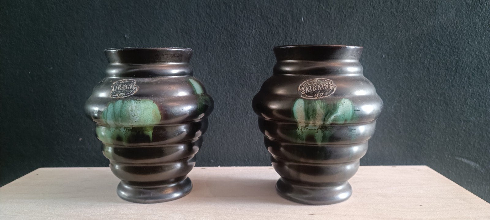 vases Art Déco vintage de la Faïencerie de Thulin airain, Enlèvement ou Envoi