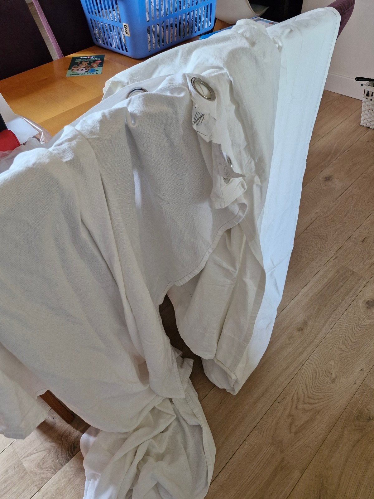 Gordijnen 5 stuks, Huis en Inrichting, Met ringen, Wit, Ophalen of Verzenden, Zo goed als nieuw