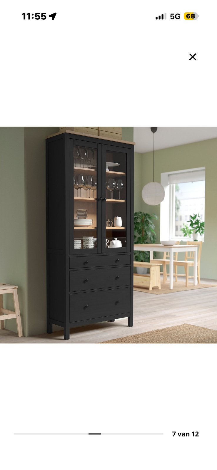 Vitrinekast ikea, Huis en Inrichting, Ophalen, Gebruikt, Met lade(s)