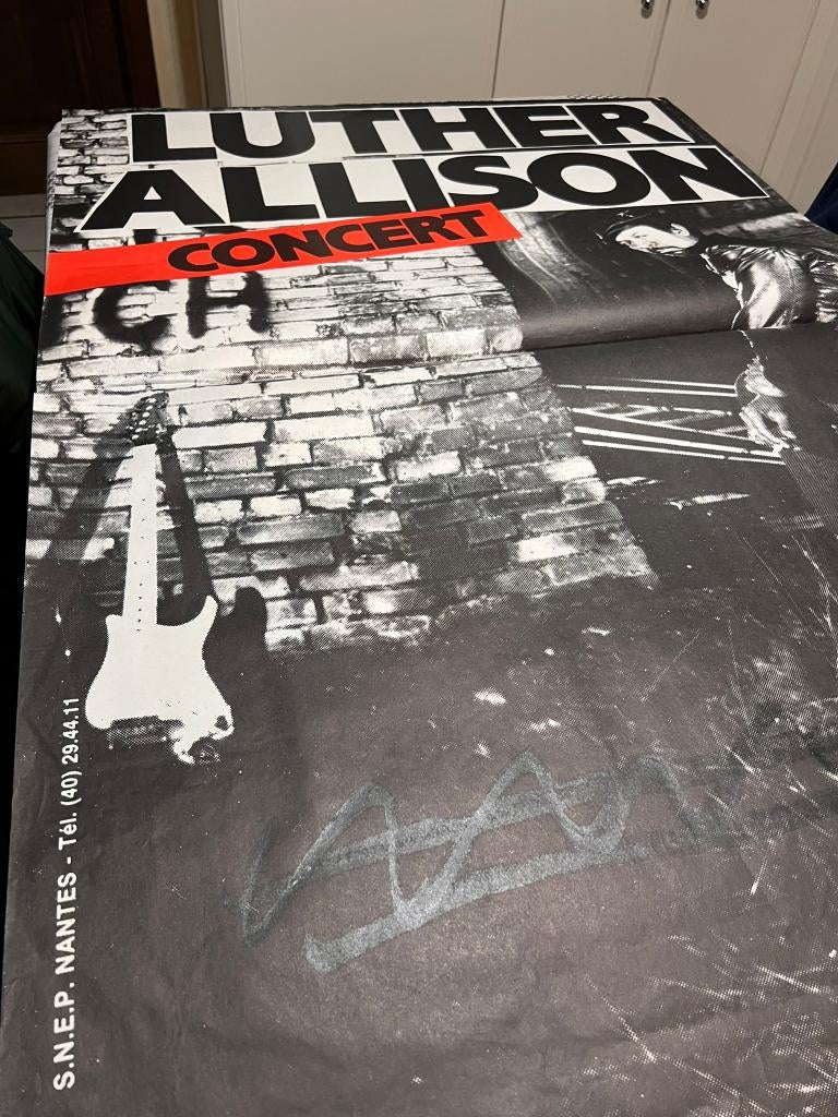 Vintage Poster Luther Allison Concert, Deurposter of groter, Ophalen of Verzenden, Muziek, Rechthoekig Staand