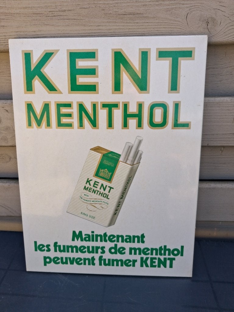 KENT MENTHOL SIGARETTEN . jaar 1975, Ophalen of Verzenden, Zo goed als nieuw, Reclamebord