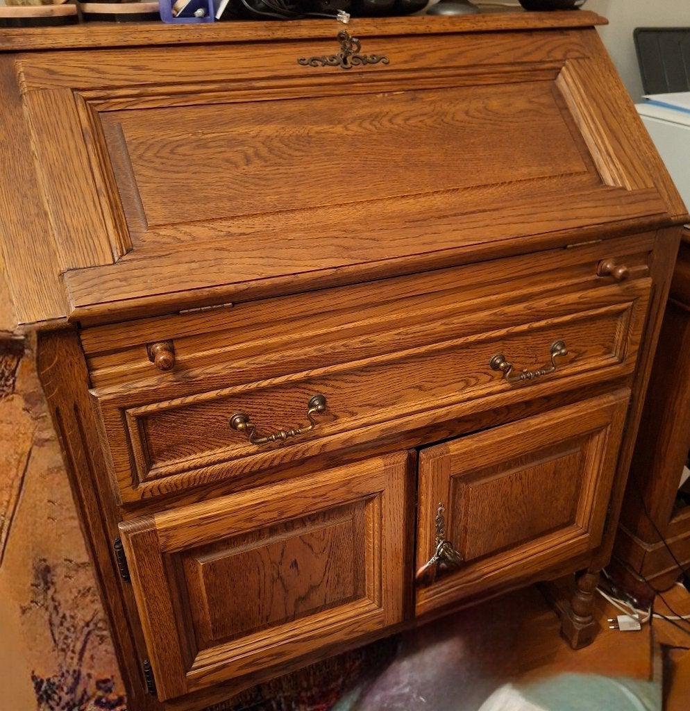 eiken secretaire, Ophalen, Gebruikt, Hout, Secretaire