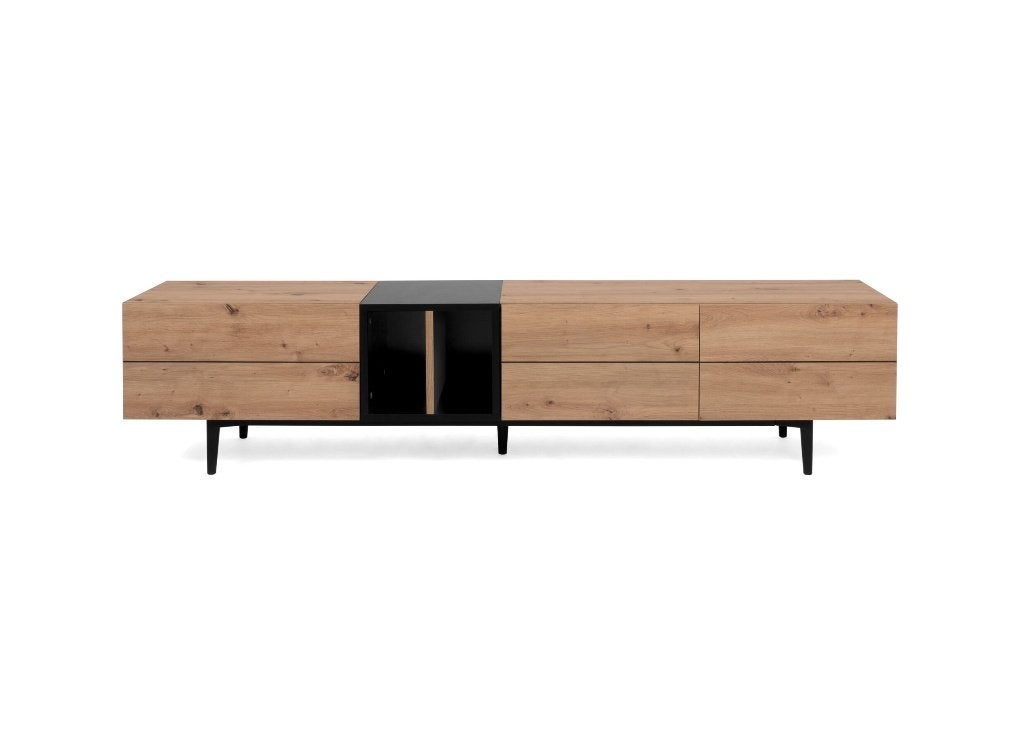 Tv-meubel Nola 195cm - melamine - artisanale eik, 25 à 50 cm, Moins de 100 cm, 150 à 200 cm, Comme neuf