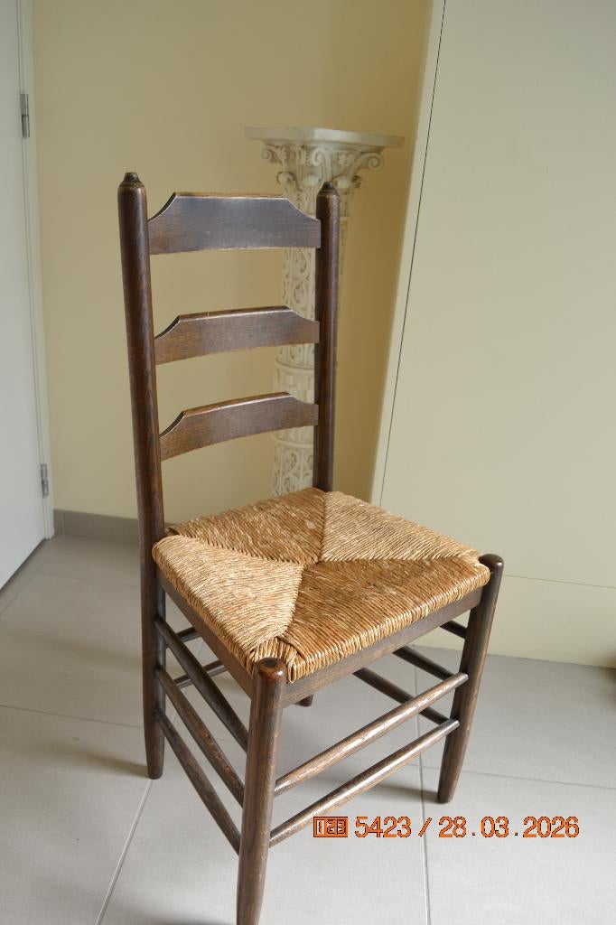 6 chaises en bois et paillage, Enlèvement, Bois