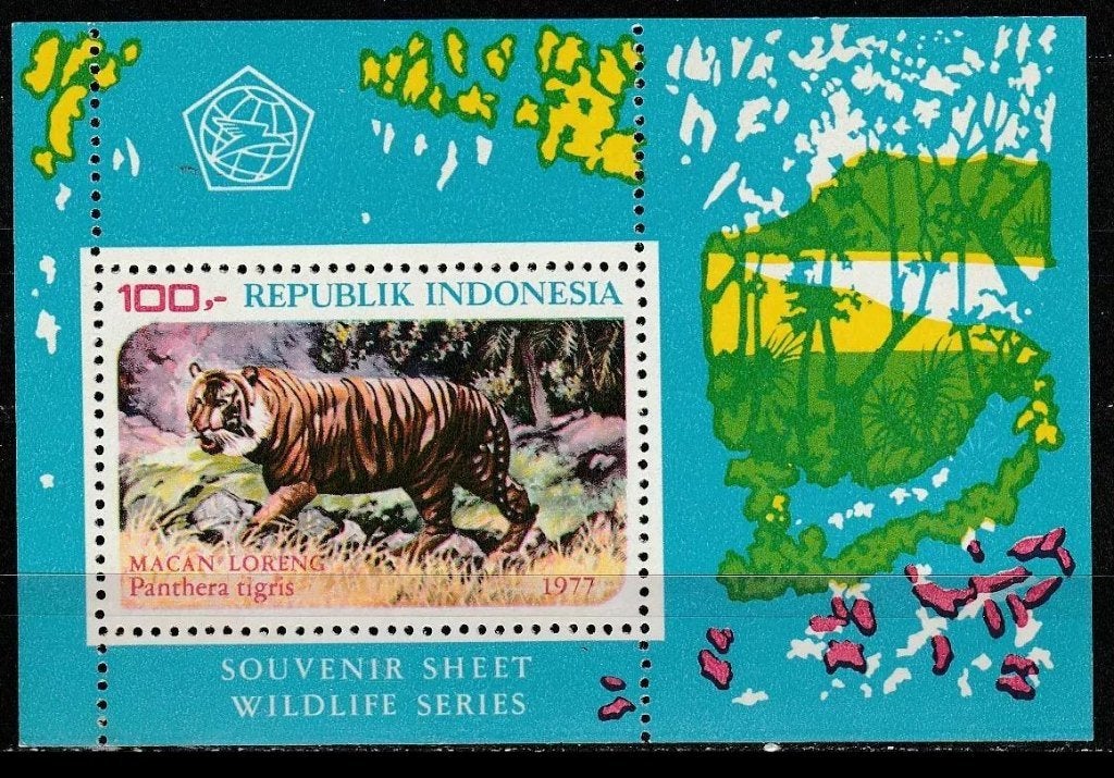 INDONESIË 1977 Tijger – Dierenbescherming Blokje, Getand,, Verzenden, Postfris, Dier of Natuur