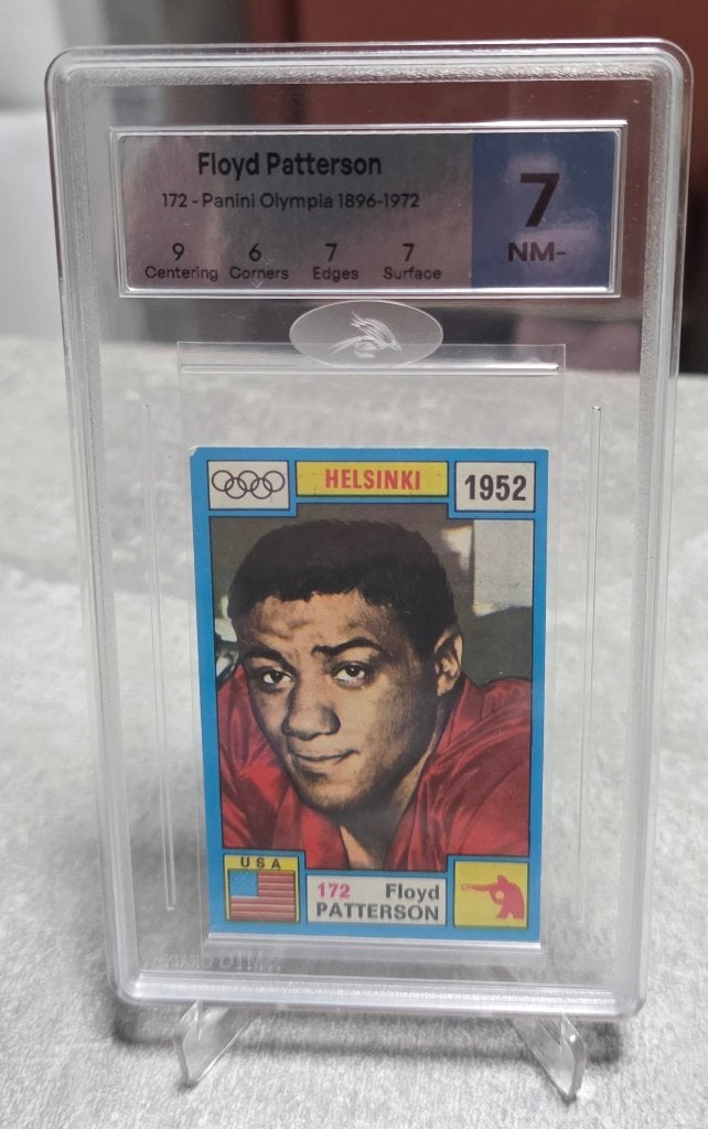 Panini olympia+Floyd Patterson+NO PSA+Grade 7+PANINI, Enlèvement ou Envoi, Comme neuf, Autocollant