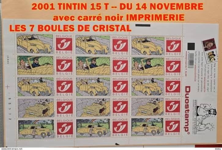 2001- TINTIN - 7 B.DE CRISTAL ....ICI PAS LE CARRE NOIR, Collections, Enlèvement ou Envoi, Tintin