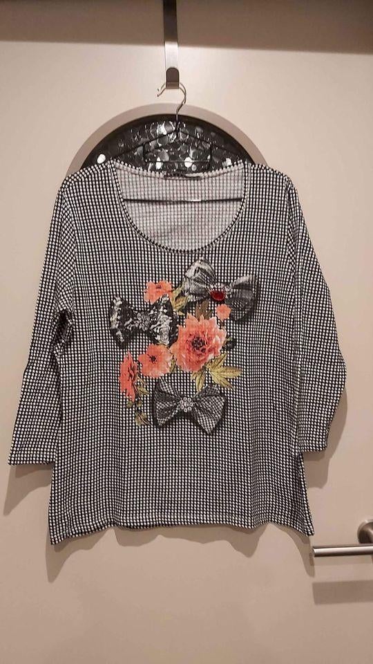 Betty Barclay shirt met vichy en strass, L, Kleding | Dames, Zwart, Maat 42/44 (L), Betty Barclay, Ophalen of Verzenden