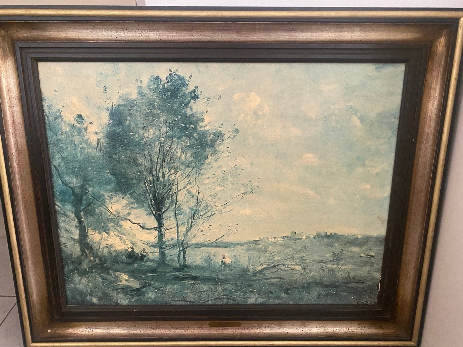 Schilderij van camille corot, Antiek en Kunst, Ophalen, Doek, Gesigneerd, Landschap