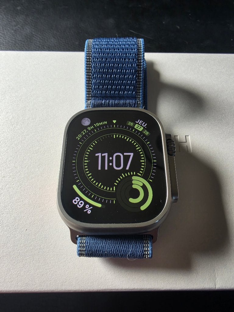 Apple Watch Ultra 3 - GPS+Cellular 49 mm titanium, compleet, Handtassen en Accessoires, Smartwatches, Ophalen, Blauw, Apple Watch