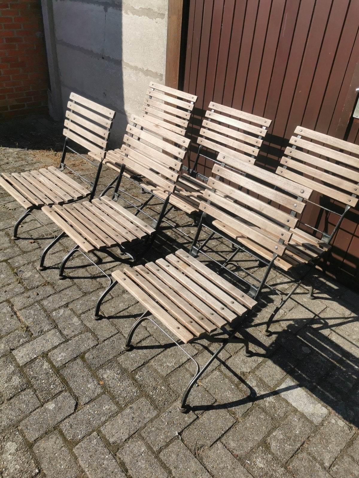 vintage tuinstoelen, Ophalen, Gebruikt, Metaal, Inklapbaar
