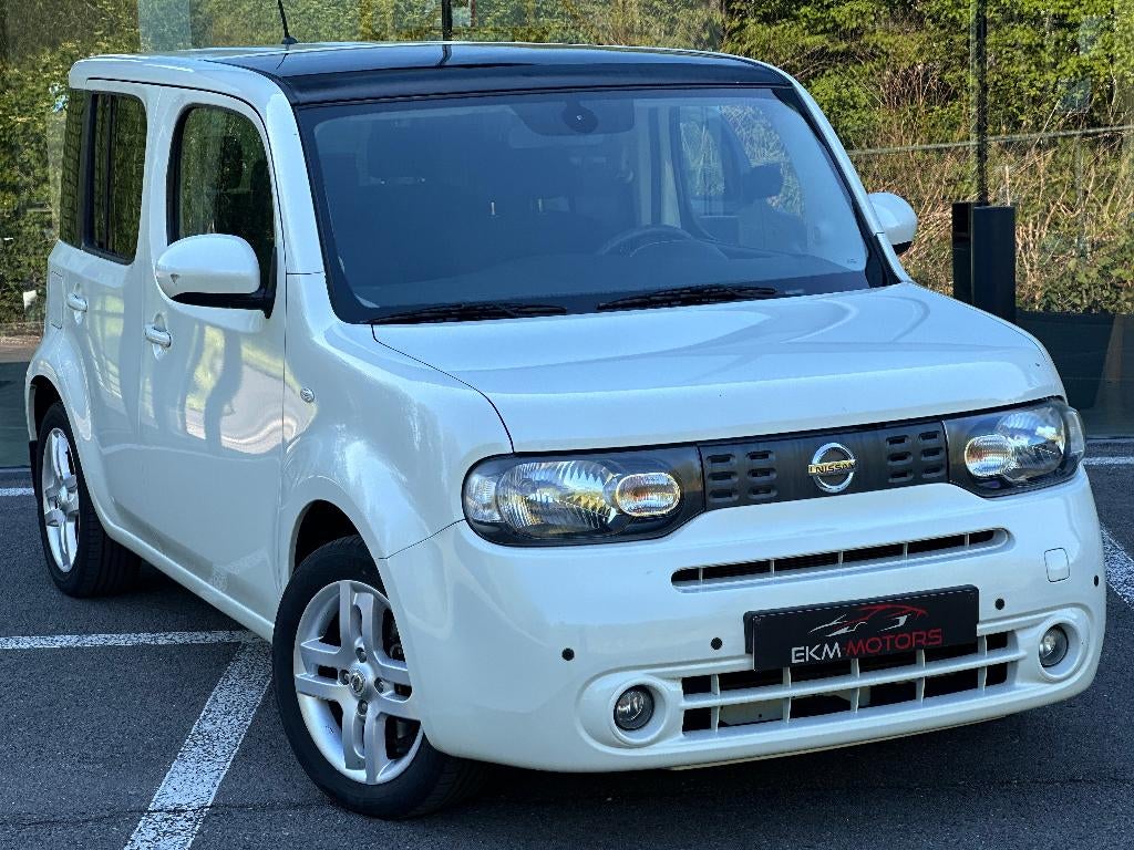 Nissan Cube / Airco / Navi / Camera / 112825 km, Auto's, Euro 5, Stof, Zwart, Wit