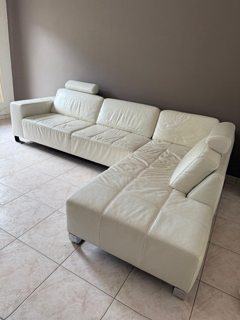 Hoeksalon met chaise longue en poef, Huis en Inrichting, Ophalen, Zo goed als nieuw, Leer