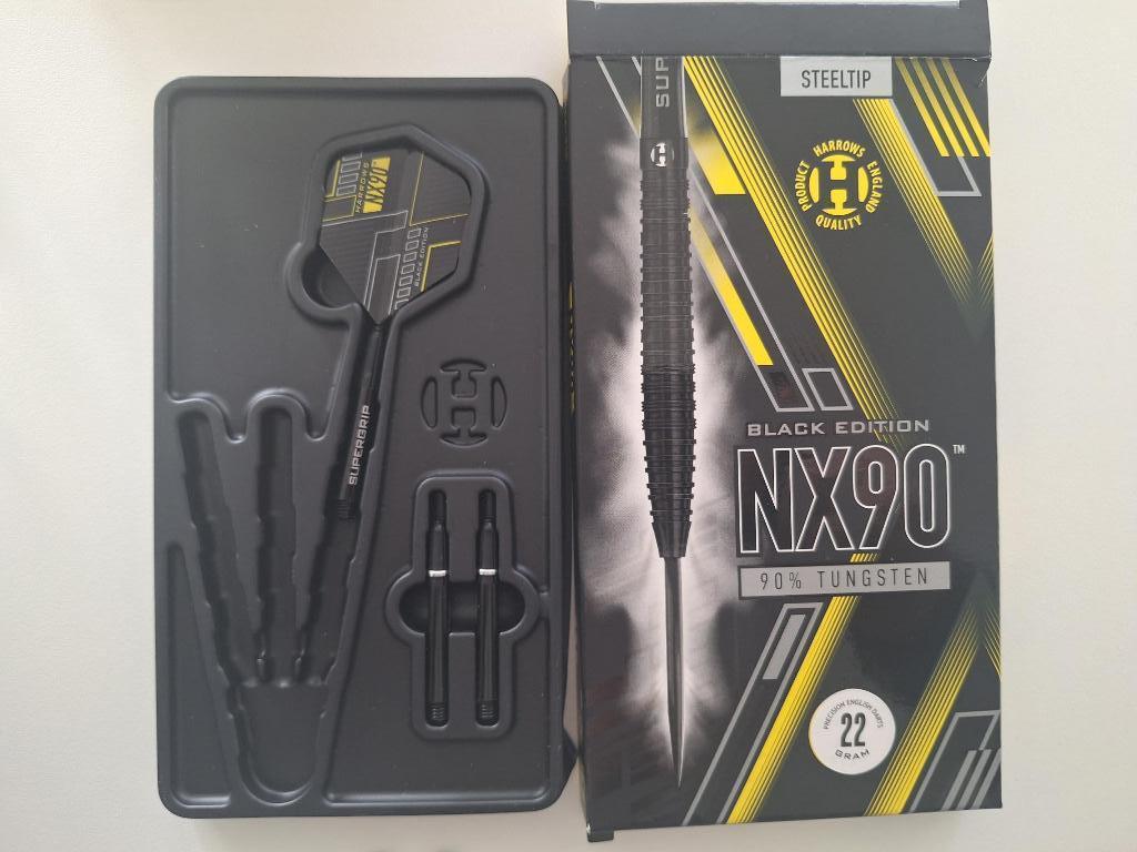 Dartspijlen: Harrows NX90 black: 22gram, Sport en Fitness, Darts, Verzenden, Gebruikt, Pijlen