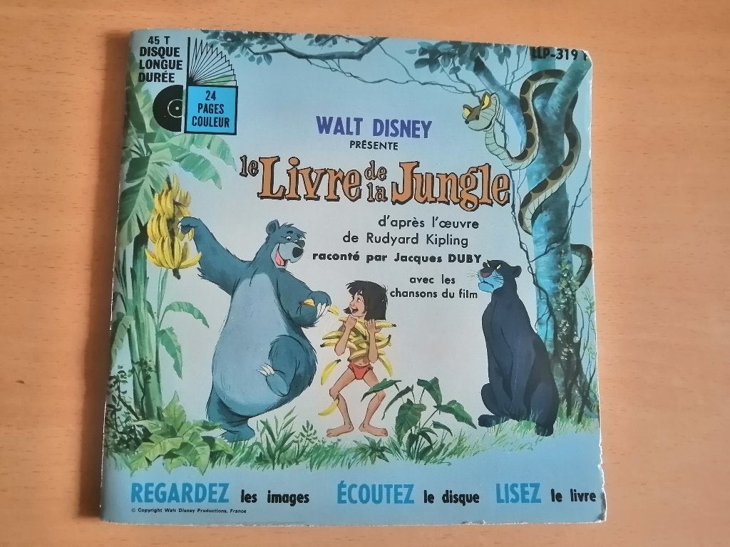 Livre-disque 45 tours Le Livre de la Jungle de Walt Disney, Enlèvement ou Envoi