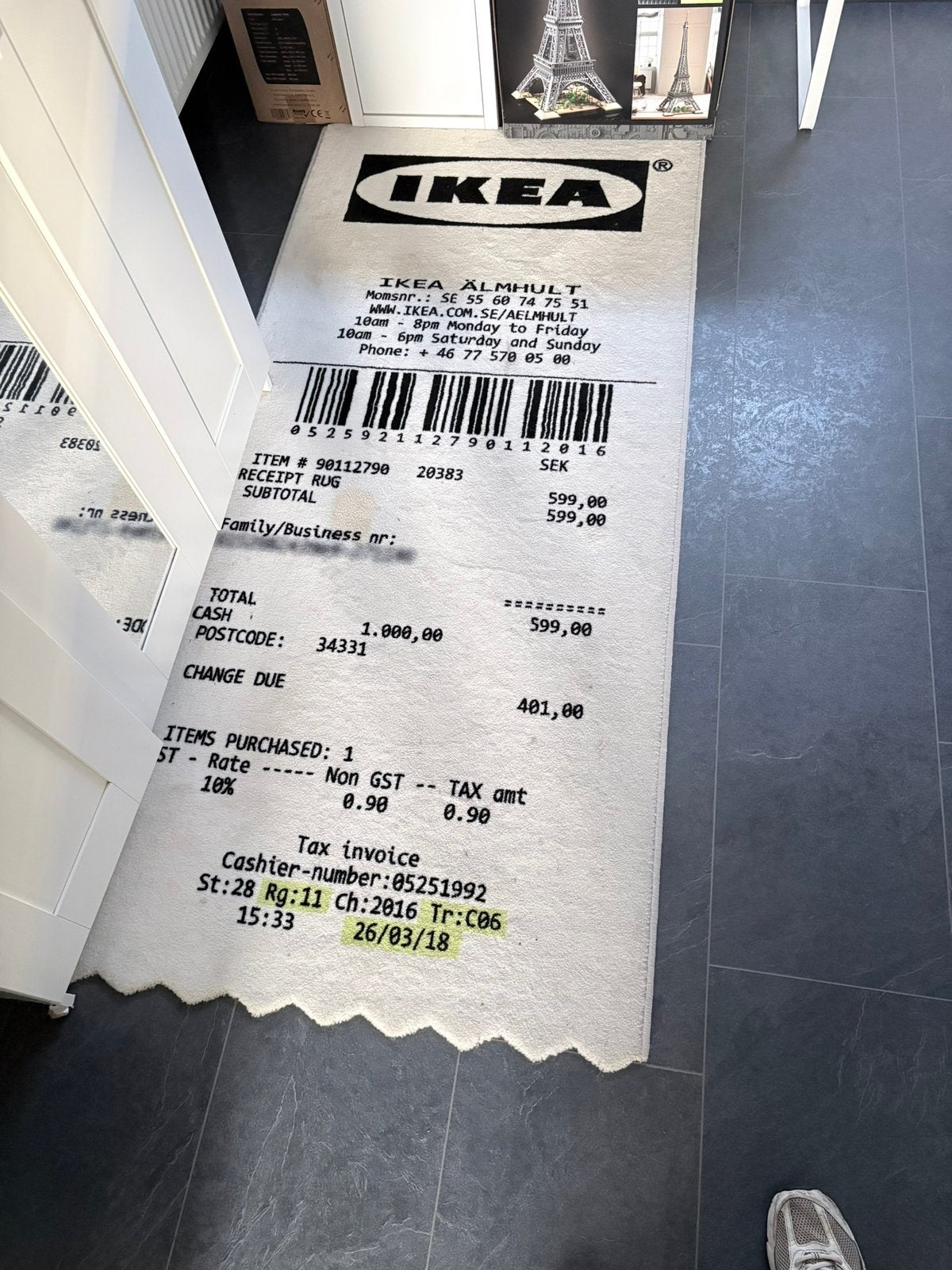 Off White ikea mat ikea, Huis en Inrichting, Stoffering | Vloerbedekking, Ophalen, Zo goed als nieuw, Wit, Tapijt