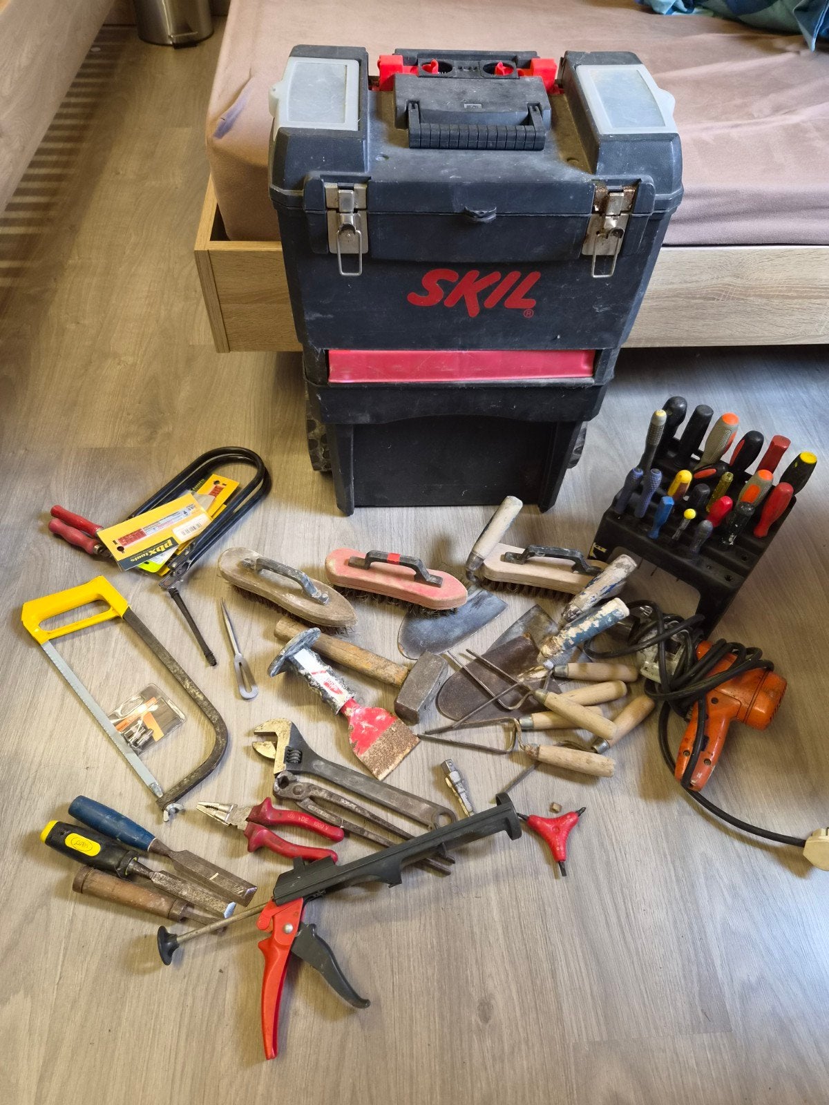 allerlei werk materiaal, Doe-het-zelf en Bouw, Ophalen of Verzenden, Gebruikt, Gereedschapsset