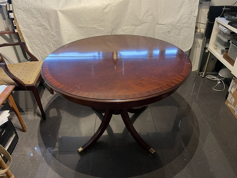 Antieke eetkamer tafel rond uitschuifbaar met 4 stoelen, Huis en Inrichting, Ophalen, Gebruikt, Antiek, 4 tot 6 stoelen