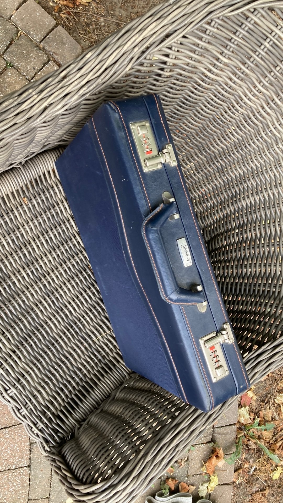 Vintage Fischner s.g. Aktetas – Donkerblauw, Handtassen en Accessoires, Koffers, Ophalen, Zo goed als nieuw