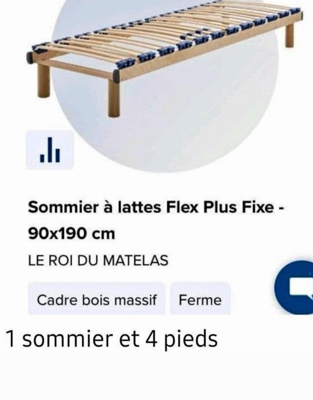 Superbe lit Roi du Matelas sur pieds démontable 90cm x 190cm, Enlèvement, Comme neuf