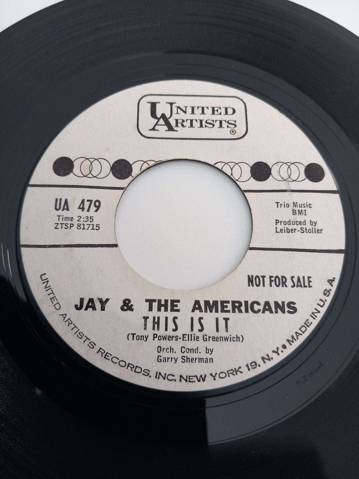 JAY & THE AMERICANS. OLDIES 60S USA 45T