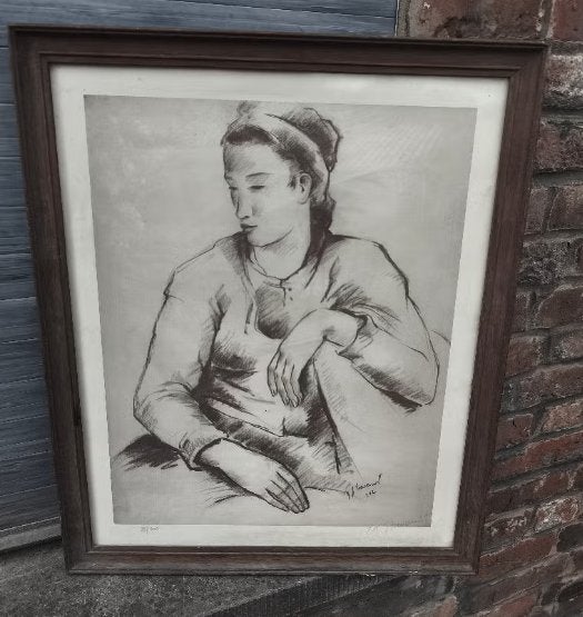 Lithographie femme signe michel stievenart, Enlèvement ou Envoi, Lithographie