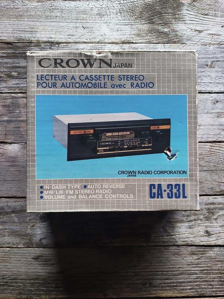 Vintage autoradio cassette oldtimer retro Crown, Auto diversen, Autoradio's, Ophalen of Verzenden, Zo goed als nieuw