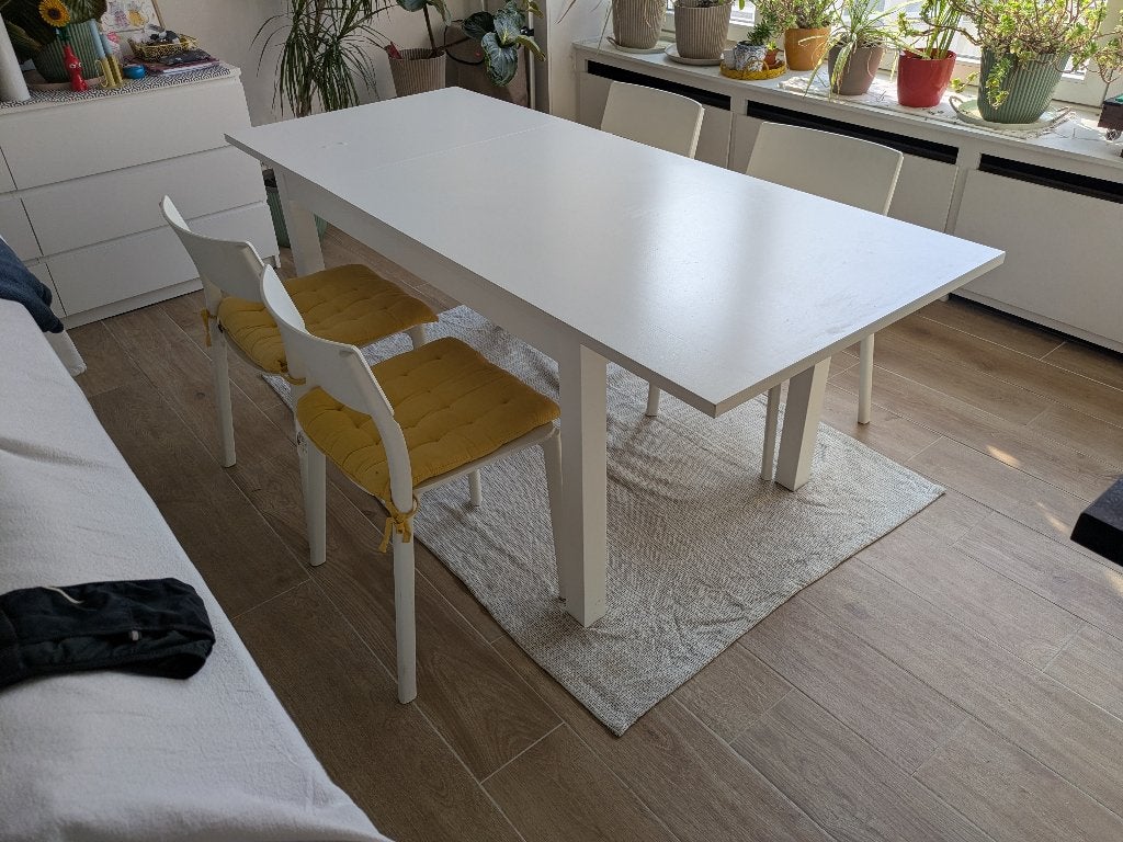 Table à manger extensible IKEA LANEBERG blanc 130/190x80 cm, 150 à 200 cm, Cinq personnes ou plus, Enlèvement, Utilisé