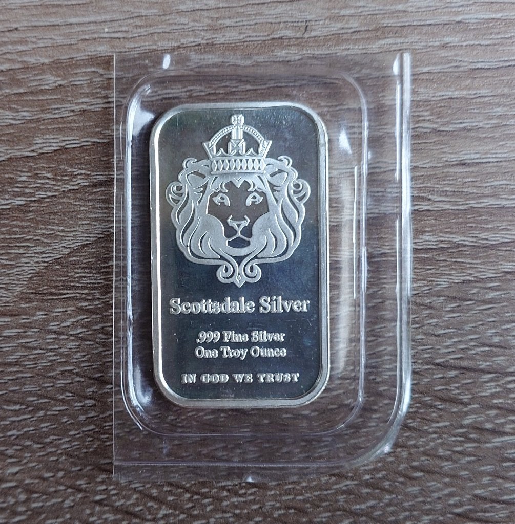 1 oz Scottsdale Zilver Baar, Postzegels en Munten, Edelmetalen en Baren, Verzenden, Zilver