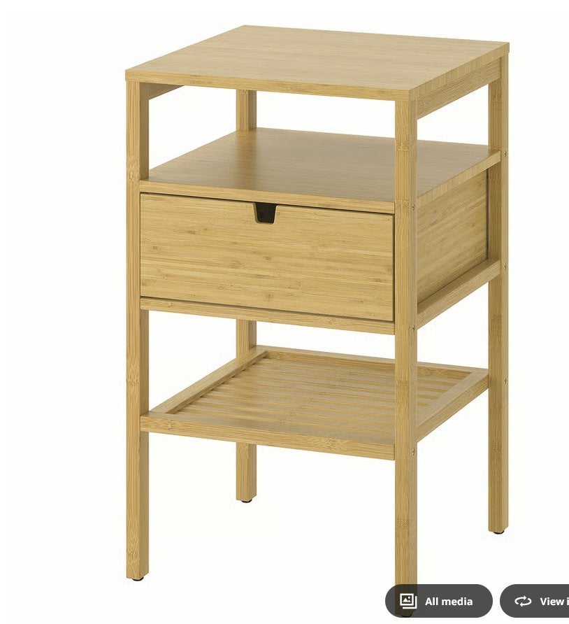 NORDKISA Bamboo Bedside Table, Moins de 55 cm, Enlèvement, Bois, Carré