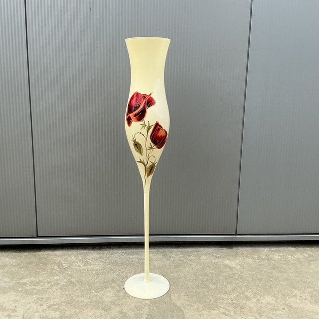 Speciale glazen vaas op voet, Huis en Inrichting, Woonaccessoires | Vazen, Ophalen, Gebruikt, Op voet, Glas