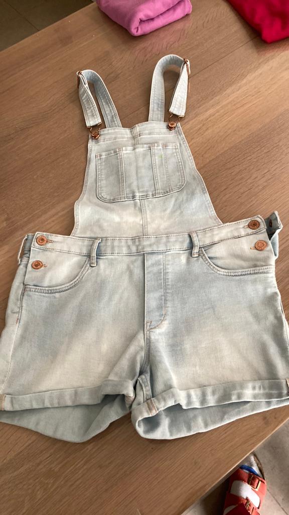 Jeans salopette kort denim 14 y, Kleding | Dames, Jumpsuits, Ophalen, Zo goed als nieuw