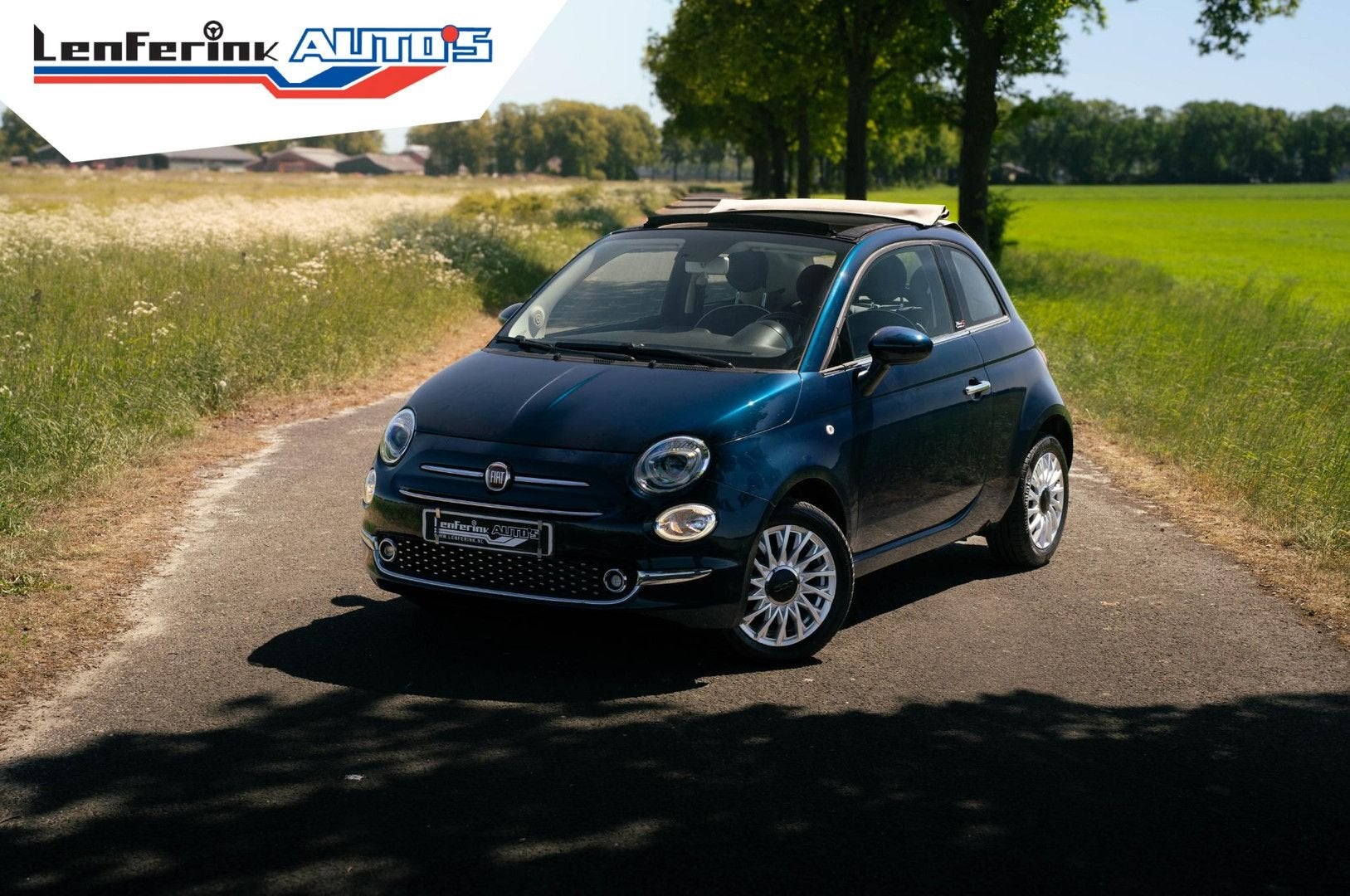 Fiat 500C 0.9 TwinAir Turbo Lounge NAP Rijklaar!Navi Cruise, Auto's, Fiat, Cabriolet, Blauw, 115 g/km, Bedrijf