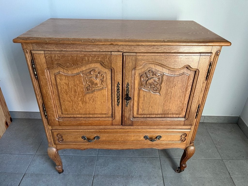 vintage commode op wieltjes, Ophalen, Gebruikt, Hout