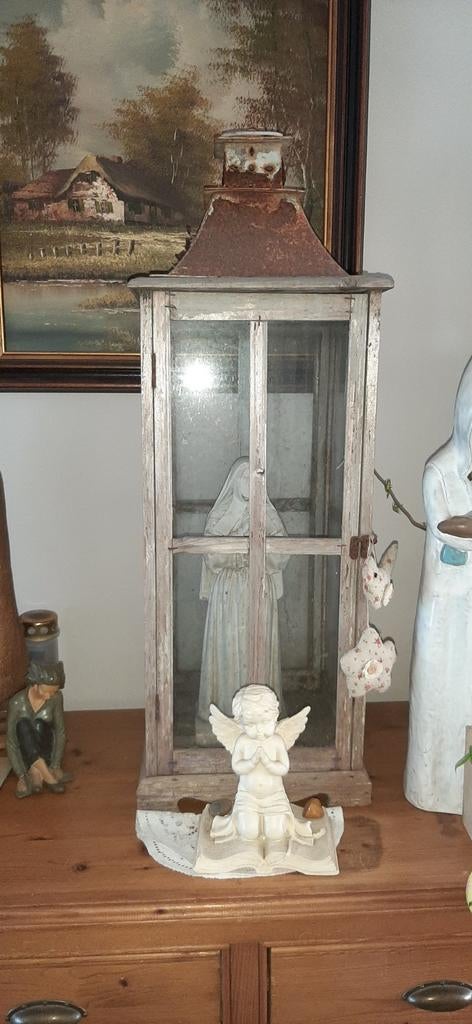 GRATIS Brocante lantaarn/windlicht, Huis en Inrichting, Ophalen, Gebruikt, Hout, 75 cm of meer