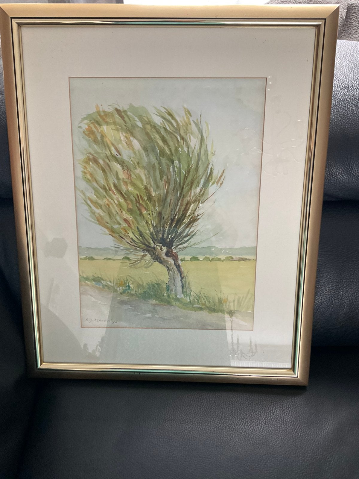Schilderij boom A.J. Klaver ‘95 afmet. 50cm x 40 cm, Enlèvement ou Envoi