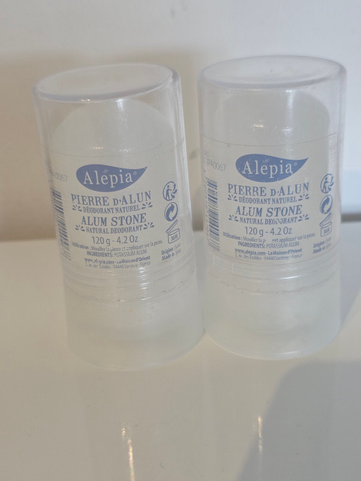2 pierres d'alun Alepia 120 g neuves, Bijoux, Sacs & Beauté, Beauté | Soins du corps, Enlèvement ou Envoi, Neuf, Déodorant ou Spray corporel