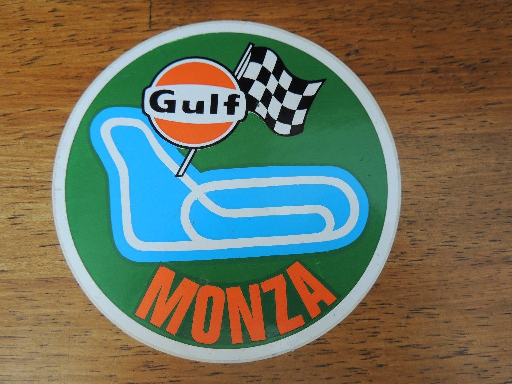 Monza circuit gulf racing sticker, Ophalen of Verzenden, Zo goed als nieuw