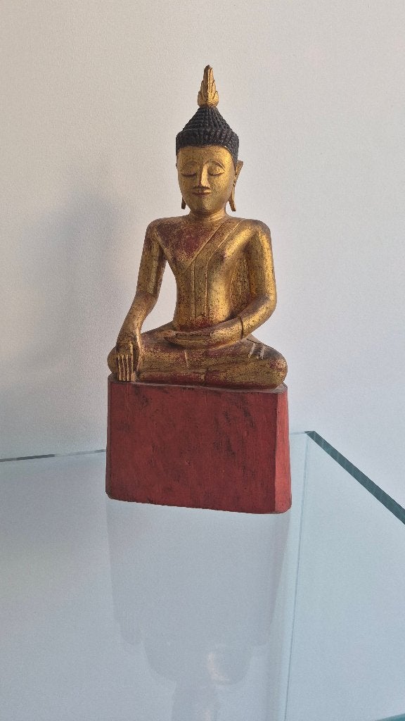 Statue de Bouddha en bois - 47 cm - Asie du Sud-Est, 47 cm, Doré, Enlèvement, Bois