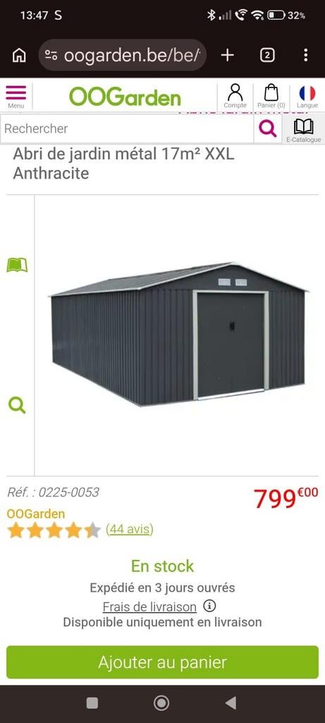 Abris de jardin metal 17 m" gris foncé, Tuin en Terras, Ophalen, Nieuw, Metaal, Tuinhuis