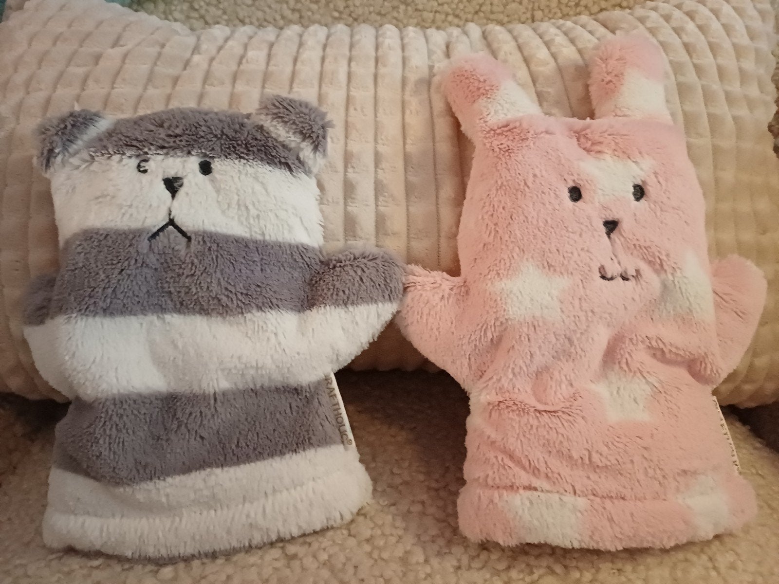 set 2 knuffels / handpoppen Craftholic, Ophalen of Verzenden, Zo goed als nieuw, Handgemaakt