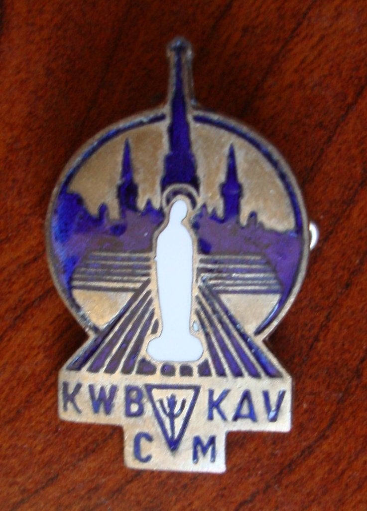 Christelijke insigne KWB-KAV-CM, Verzenden, Gebruikt, Overige typen, Christendom | Katholiek